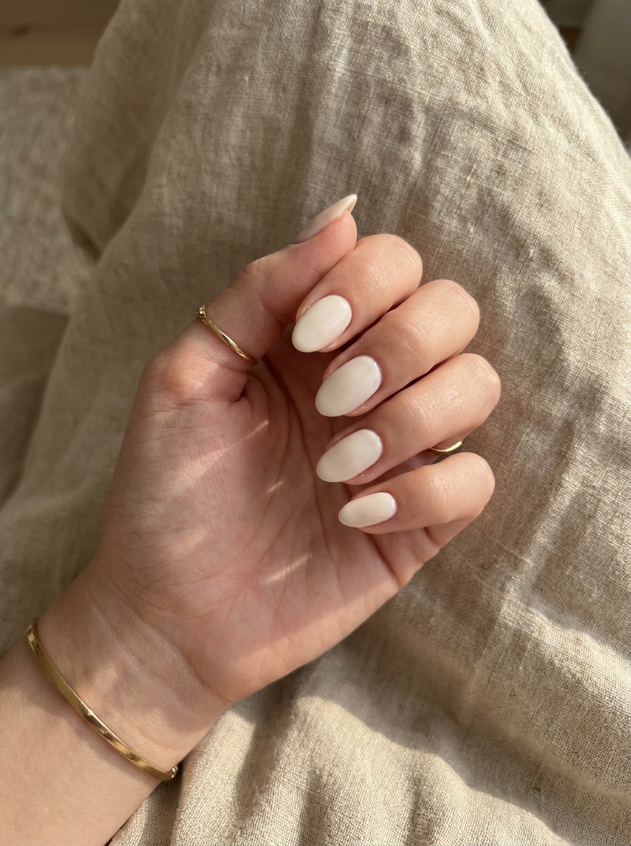Soft White Summer Nails mit cremigem weißen Finish
